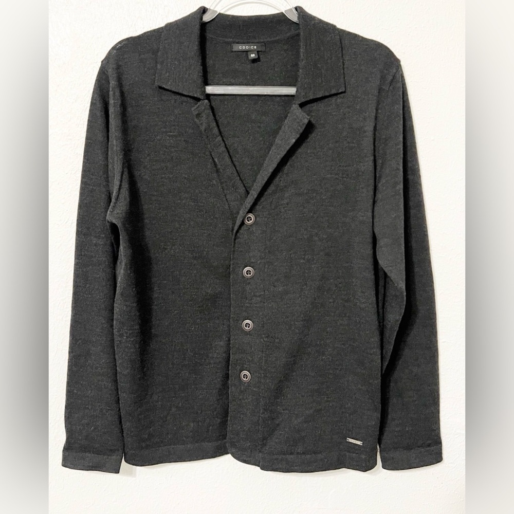 Codice Men’s Merinos Wool Cardigan Button Front Made in EU Size 50 Sophisticated